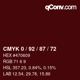 カラーコード: CMYK 0 / 92 / 87 / 72 | qconv.com
