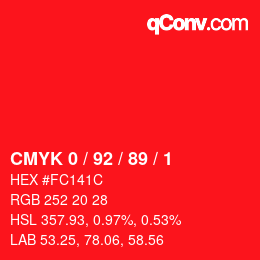 Color code: CMYK 0 / 92 / 89 / 1 | qconv.com