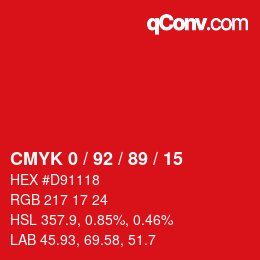 Color code: CMYK 0 / 92 / 89 / 15 | qconv.com
