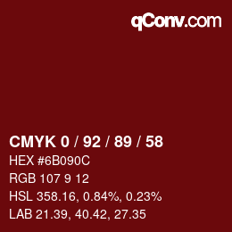Color code: CMYK 0 / 92 / 89 / 58 | qconv.com