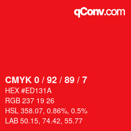 Color code: CMYK 0 / 92 / 89 / 7 | qconv.com