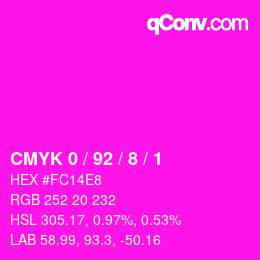 Color code: CMYK 0 / 92 / 8 / 1 | qconv.com