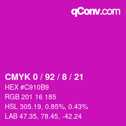 Farbcode: CMYK 0 / 92 / 8 / 21 | qconv.com