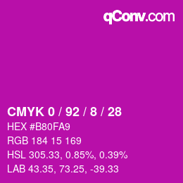 Farbcode: CMYK 0 / 92 / 8 / 28 | qconv.com