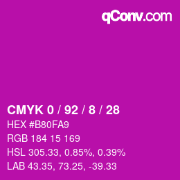 Color code: CMYK 0 / 92 / 8 / 28 | qconv.com