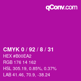 Color code: CMYK 0 / 92 / 8 / 31 | qconv.com