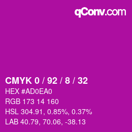 Farbcode: CMYK 0 / 92 / 8 / 32 | qconv.com