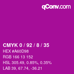 Color code: CMYK 0 / 92 / 8 / 35 | qconv.com