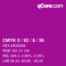 Color code: CMYK 0 / 92 / 8 / 36 | qconv.com