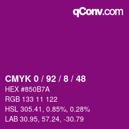 Color code: CMYK 0 / 92 / 8 / 48 | qconv.com