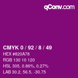 Color code: CMYK 0 / 92 / 8 / 49 | qconv.com