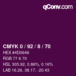 Color code: CMYK 0 / 92 / 8 / 70 | qconv.com