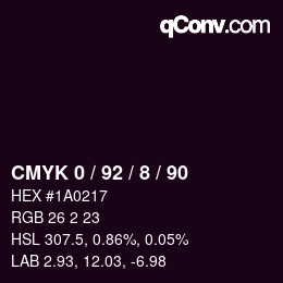 Color code: CMYK 0 / 92 / 8 / 90 | qconv.com