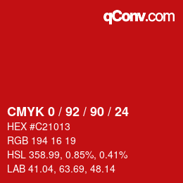 カラーコード: CMYK 0 / 92 / 90 / 24 | qconv.com