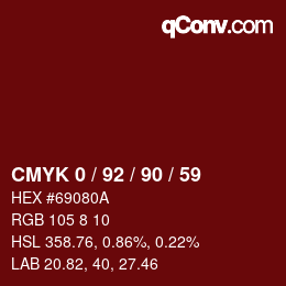 カラーコード: CMYK 0 / 92 / 90 / 59 | qconv.com