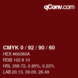 カラーコード: CMYK 0 / 92 / 90 / 60 | qconv.com