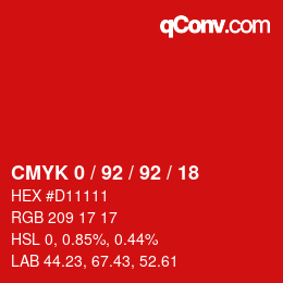 カラーコード: CMYK 0 / 92 / 92 / 18 | qconv.com
