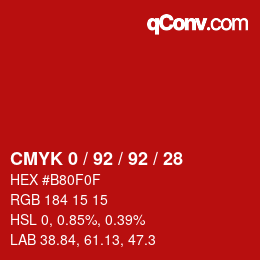 Color code: CMYK 0 / 92 / 92 / 28 | qconv.com
