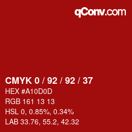 Farbcode: CMYK 0 / 92 / 92 / 37 | qconv.com