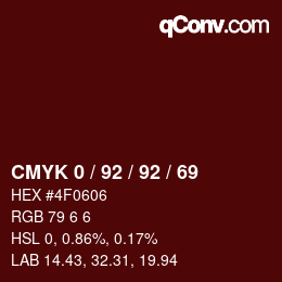 Código de color: CMYK 0 / 92 / 92 / 69 | qconv.com