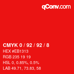 Código de color: CMYK 0 / 92 / 92 / 8 | qconv.com