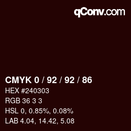 カラーコード: CMYK 0 / 92 / 92 / 86 | qconv.com