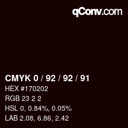 颜色代码: CMYK 0 / 92 / 92 / 91 | qconv.com