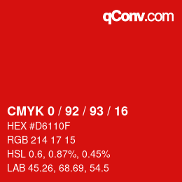 Color code: CMYK 0 / 92 / 93 / 16 | qconv.com