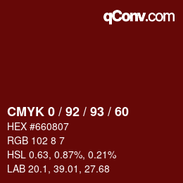 カラーコード: CMYK 0 / 92 / 93 / 60 | qconv.com