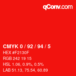 Color code: CMYK 0 / 92 / 94 / 5 | qconv.com