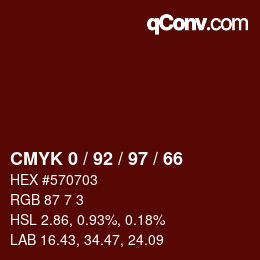 颜色代码: CMYK 0 / 92 / 97 / 66 | qconv.com