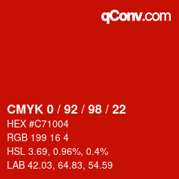 Color code: CMYK 0 / 92 / 98 / 22 | qconv.com