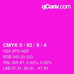 Color code: CMYK 0 / 92 / 9 / 4 | qconv.com