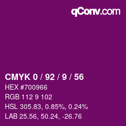 カラーコード: CMYK 0 / 92 / 9 / 56 | qconv.com