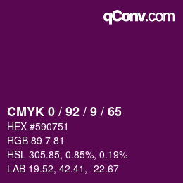 カラーコード: CMYK 0 / 92 / 9 / 65 | qconv.com