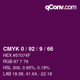 カラーコード: CMYK 0 / 92 / 9 / 66 | qconv.com