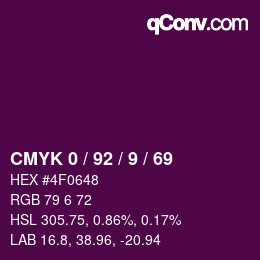 カラーコード: CMYK 0 / 92 / 9 / 69 | qconv.com