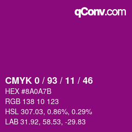 Color code: CMYK 0 / 93 / 11 / 46 | qconv.com