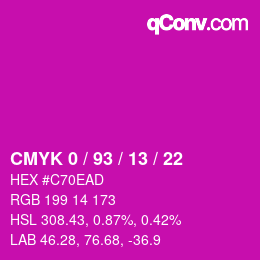 Farbcode: CMYK 0 / 93 / 13 / 22 | qconv.com