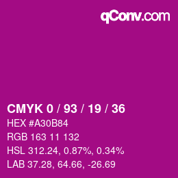 颜色代码: CMYK 0 / 93 / 19 / 36 | qconv.com