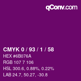 カラーコード: CMYK 0 / 93 / 1 / 58 | qconv.com