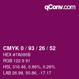 カラーコード: CMYK 0 / 93 / 26 / 52 | qconv.com