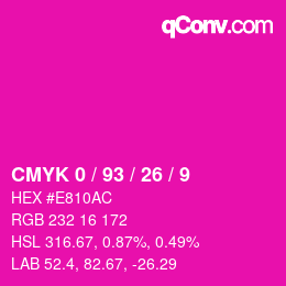 カラーコード: CMYK 0 / 93 / 26 / 9 | qconv.com