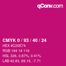 カラーコード: CMYK 0 / 93 / 40 / 24 | qconv.com
