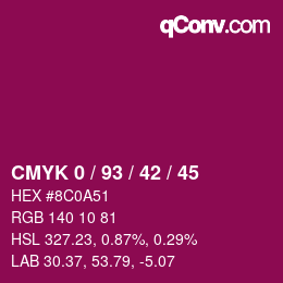 Color code: CMYK 0 / 93 / 42 / 45 | qconv.com