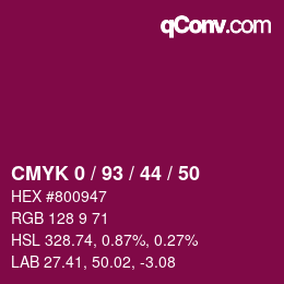 カラーコード: CMYK 0 / 93 / 44 / 50 | qconv.com