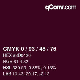 カラーコード: CMYK 0 / 93 / 48 / 76 | qconv.com