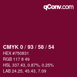 カラーコード: CMYK 0 / 93 / 58 / 54 | qconv.com