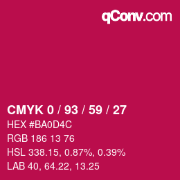 Color code: CMYK 0 / 93 / 59 / 27 | qconv.com