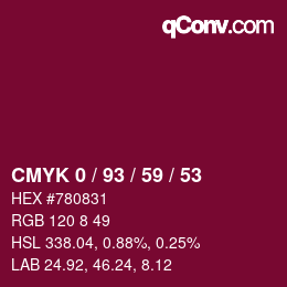 Color code: CMYK 0 / 93 / 59 / 53 | qconv.com